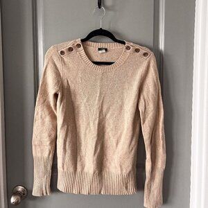 J Crew Button-Shoulder Crew Wool Sweater